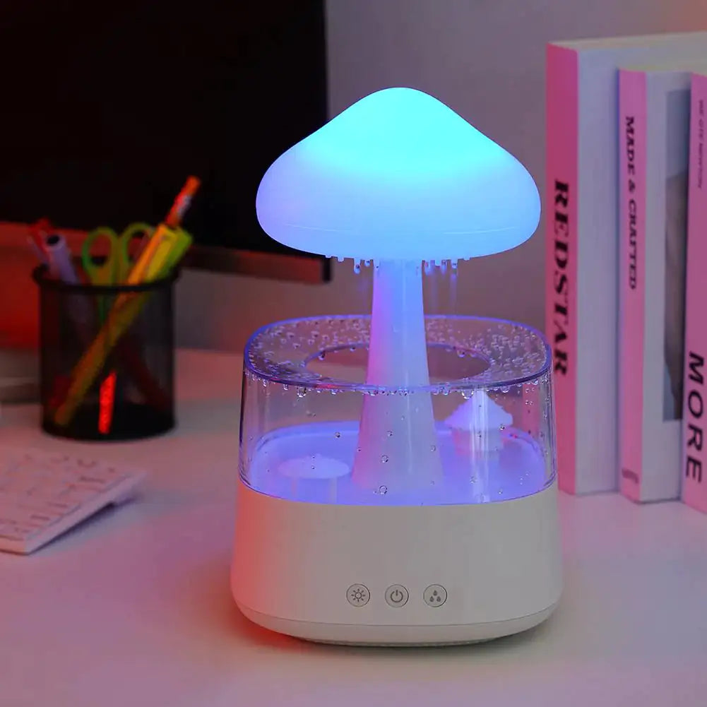 Humidificador de aire con nube de lluvia en forma de hongo