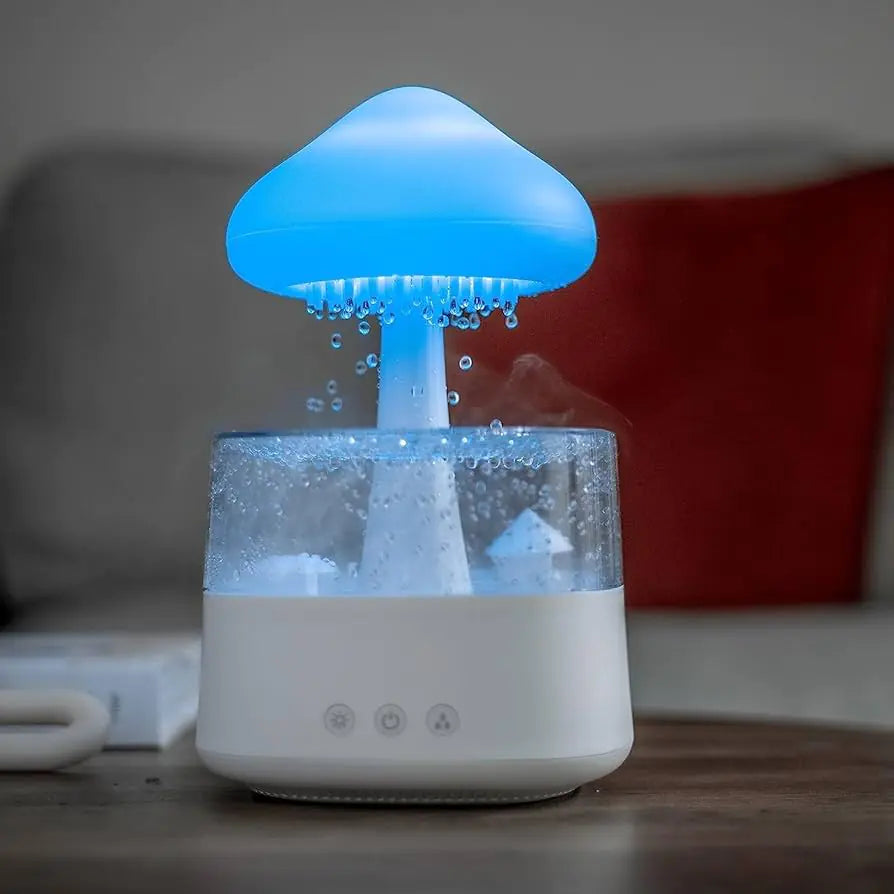 Humidificador de aire con nube de lluvia en forma de hongo